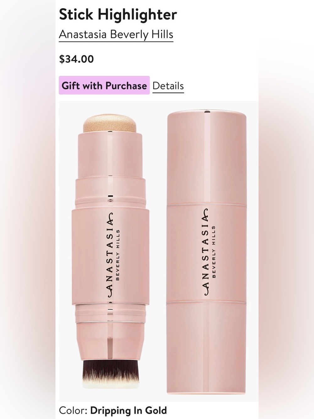 Anastasia Beverly Hills Stick Highlighter — Dripping In Gold nib